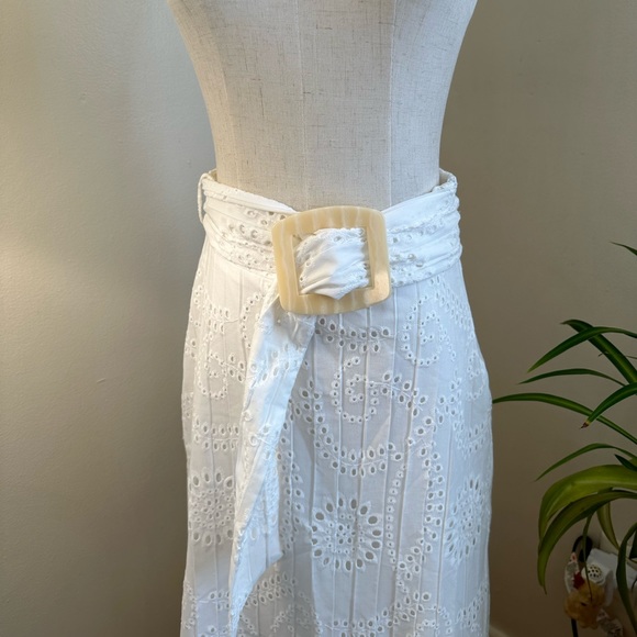 Zara White Midi Skirt with Belt - Picture 3 of 7